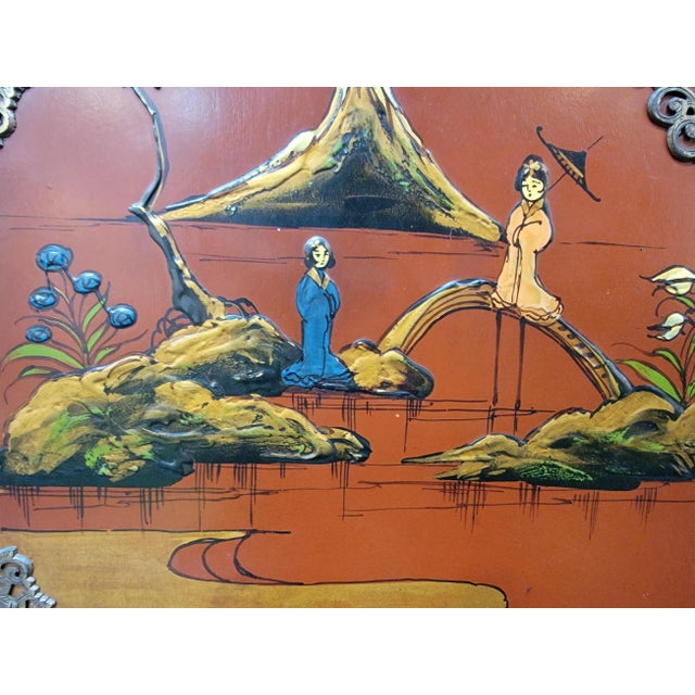 1930s Antique Chinoiserie Painted Cabinet Circa. 1930's For Sale - Image 5 of 10