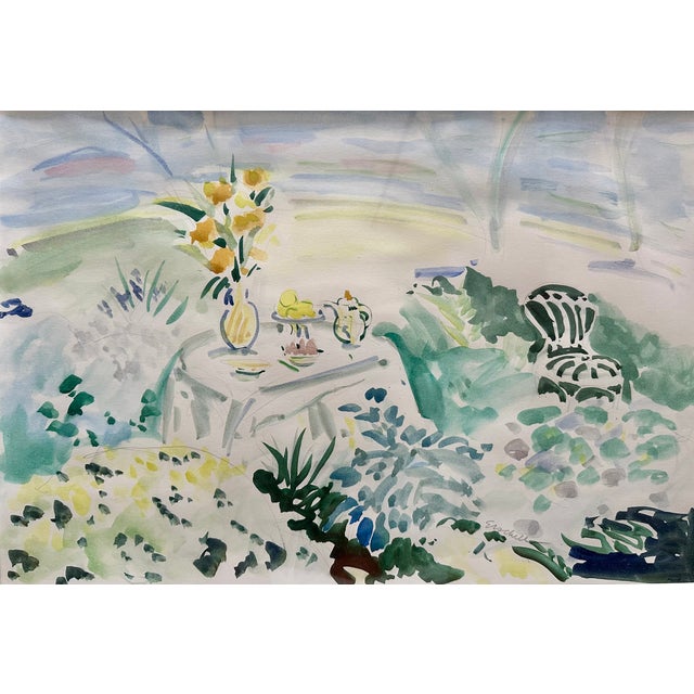 1980s "Afternoon Tea" , Original Water Color, by Cincinnati Artist Beverly Erschell For Sale - Image 4 of 10