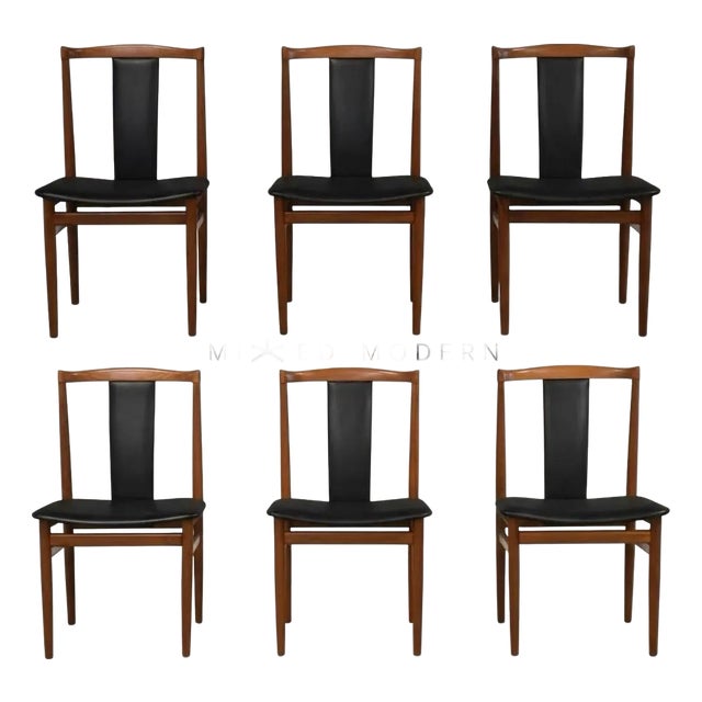 Danish Modern Teak Black Dining Chairs by Henning Sorensen - Set of 6 For Sale