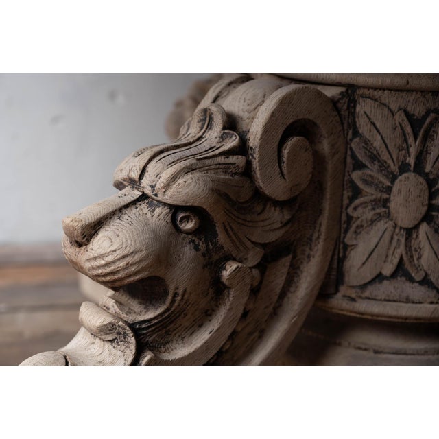 Carved Oak Oval Table, Lion Mask Pedestal, France, 19th Century For Sale In Savannah - Image 6 of 14