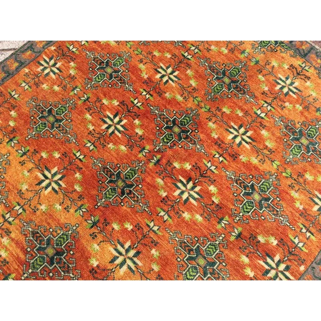 1950s Vintage Burnt Orange Hand Knotted Area Rug - 53" X 120" For Sale - Image 5 of 9