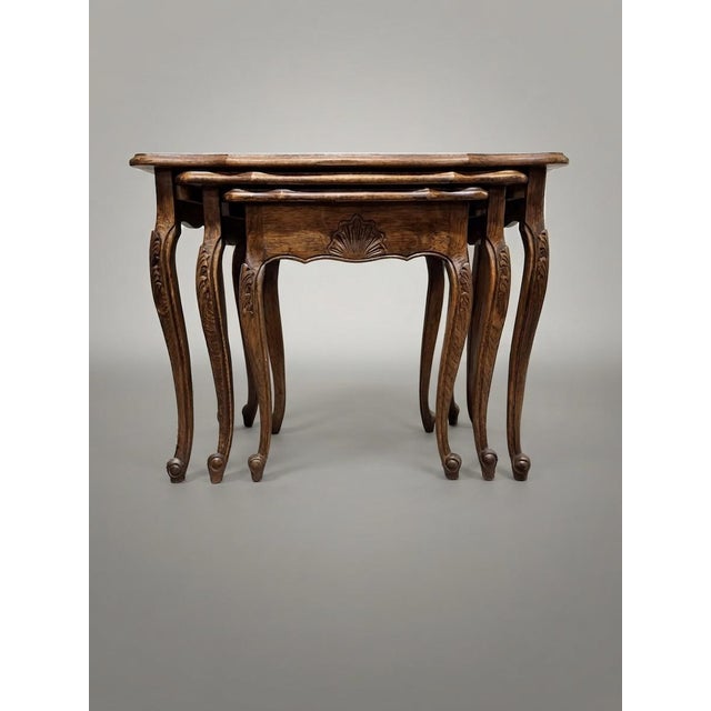 Antique French Oak Nesting Tables, Set of 3 For Sale - Image 6 of 6