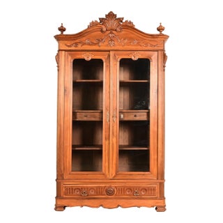 R. J. Horner Style Antique Victorian Carved Walnut Bookcase Cabinet, Circa 1880s For Sale