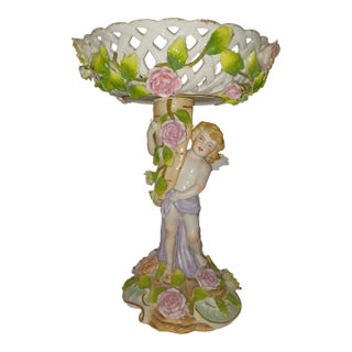 Antique Bros. Voigt & Alfred Voigt, Sitzendorf Figural Compote / Candy Dish For Sale
