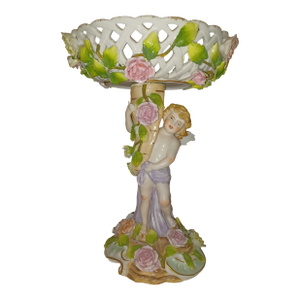 Antique Bros. Voigt & Alfred Voigt, Sitzendorf Figural Compote / Candy Dish