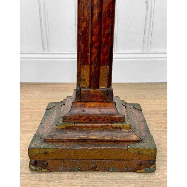 Copper Antique Arts & Crafts Hammered Copper Smokers Stand Cigar Ashtray For Sale - Image 8 of 10