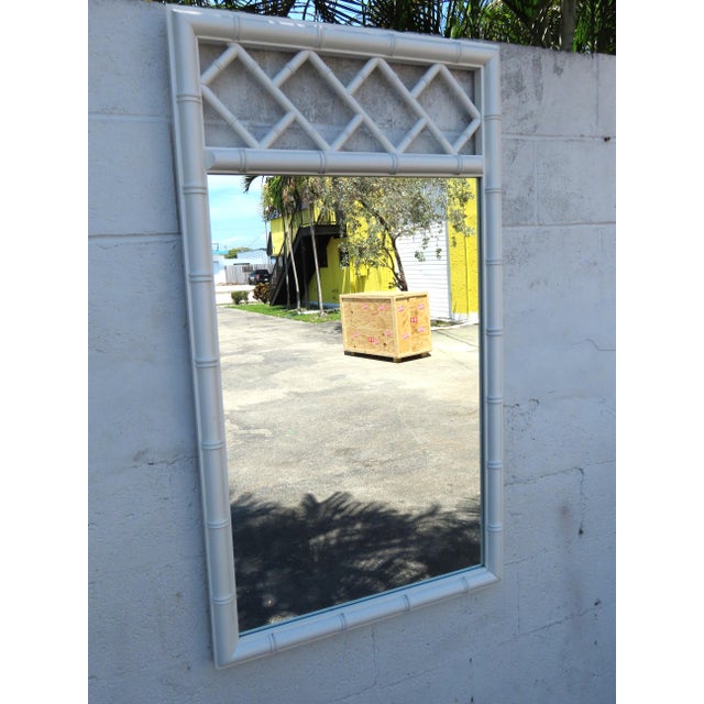 Wood Hollywood Regency Painted Faux Bamboo Vanity Dresser Bathroom Wall Mirror 6356 For Sale - Image 7 of 10