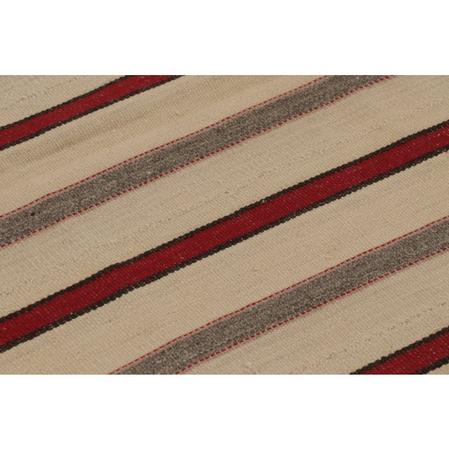 Beige Rug & Kilim's Contemporary Rez Kilim With Beige & Red Striped Design For Sale - Image 8 of 11