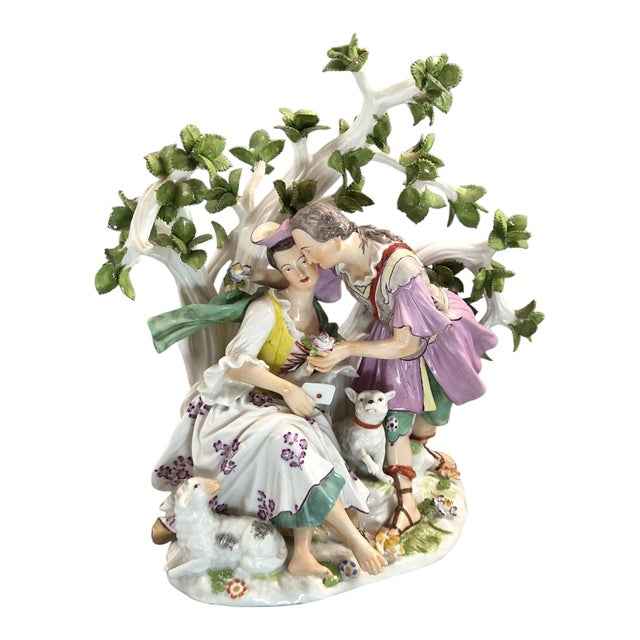 Ceramic French Porcelain Figurative Love Letter Scene Group in the style of Niderviller, 18th Century For Sale - Image 7 of 12