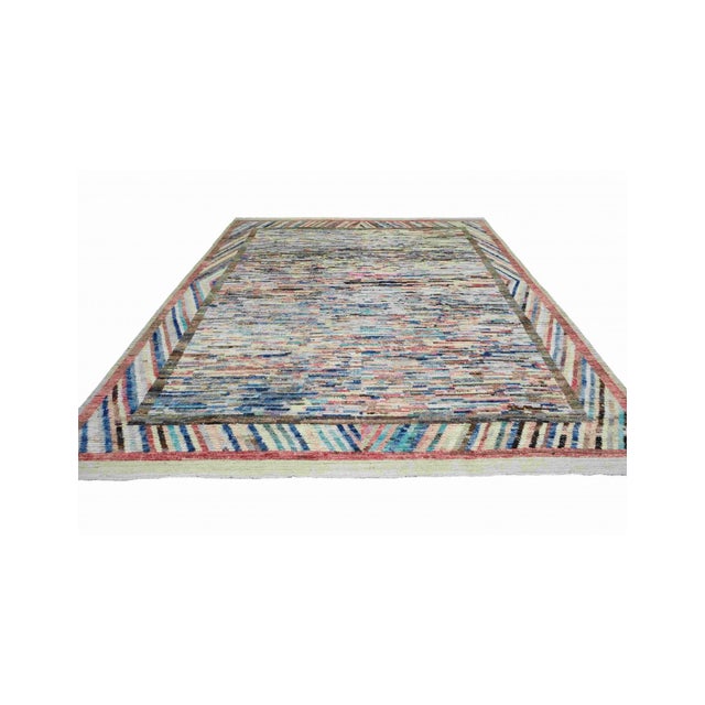 Mid-Century Modern Multicolor Modern Wool Rug For Sale - Image 3 of 8