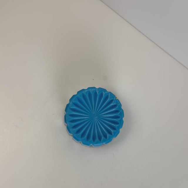 Faceted Turquoise Opaline Glass Ashtray with Gilt Brass Rim, Italy, 1950s For Sale - Image 6 of 10