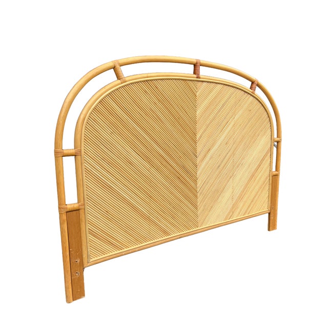 Vintage Pencil Reed Style Rattan Wicker Queen Headboard in Coastal Boho Chic Style Great design! Clean. See my shop for...