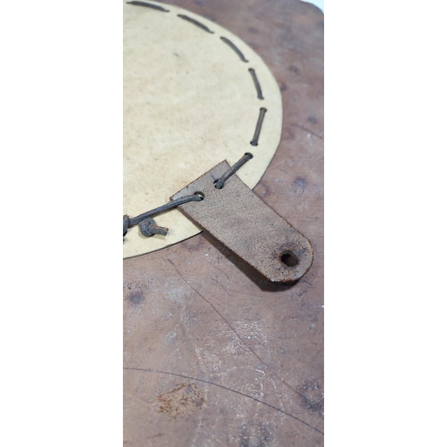 Circular Convex Leather Mirror, Spain, 1970s For Sale - Image 4 of 9