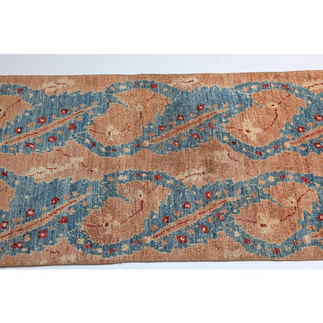 Vintage Oushak Runner Rug – Natural Dyes & Elegance Blue Tone Hallway Rug -2' 4'' X 11' 4'' For Sale - Image 9 of 12