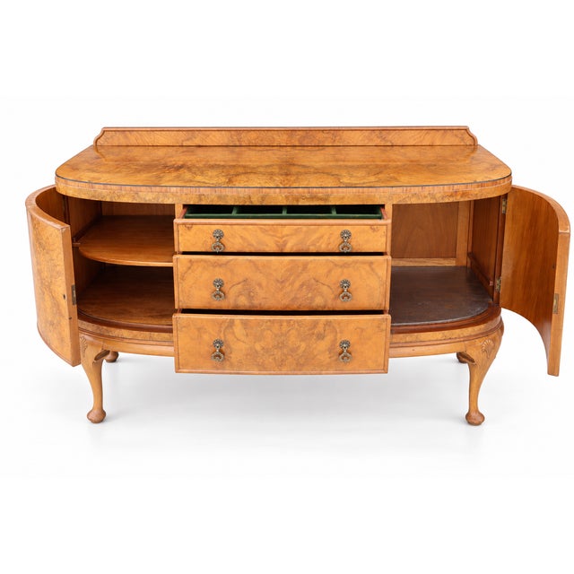 Vintage Art Deco–Style Burl Wood Serpentine Buffet / Sideboard For Sale - Image 4 of 10