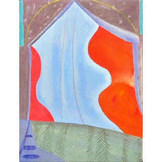 Jessica Simorte "Curtain" Contemporary Colorful Abstract Mixed Media Interior Space Painting, 2022 For Sale