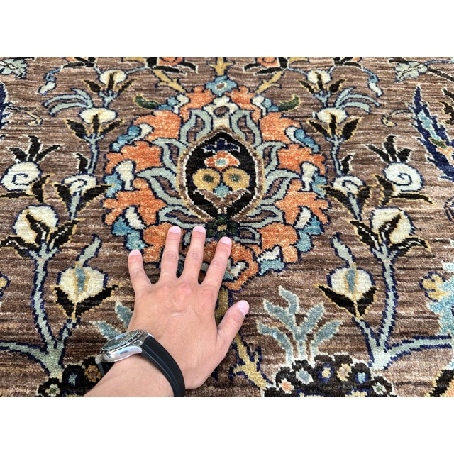 Hand-Knotted Afghan Isfahan Shah Abbasi Wool Area Rug - 9'1" X 12'2" For Sale - Image 10 of 15