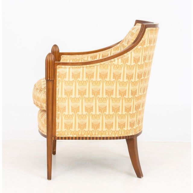 Art Deco Style Walnut Upholstered Club Chair For Sale In New York - Image 6 of 8