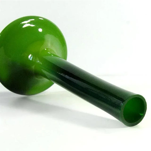 Art Nouveau Green Glass Vase, France, 1930s For Sale - Image 3 of 8