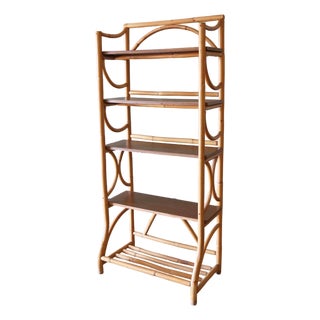 Vintage Bamboo and Laminate Bookshelf For Sale