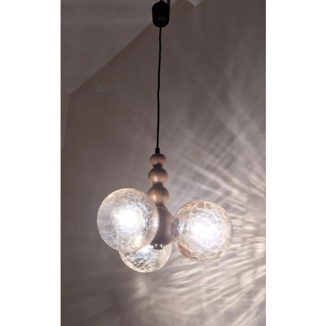 1980s Vintage Hanging Lamp in Beechwood Frame, 1980s For Sale - Image 5 of 7