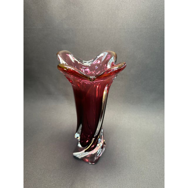 1960's Hospodka vase is elegant in form, style and craftsmanship. The mouth rim can be described as a blossoming flower....