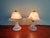 Pair of mushroom lamps in marbled Murano glass with brass finials. These lamps were produced in Italy in the 1970s-80s....