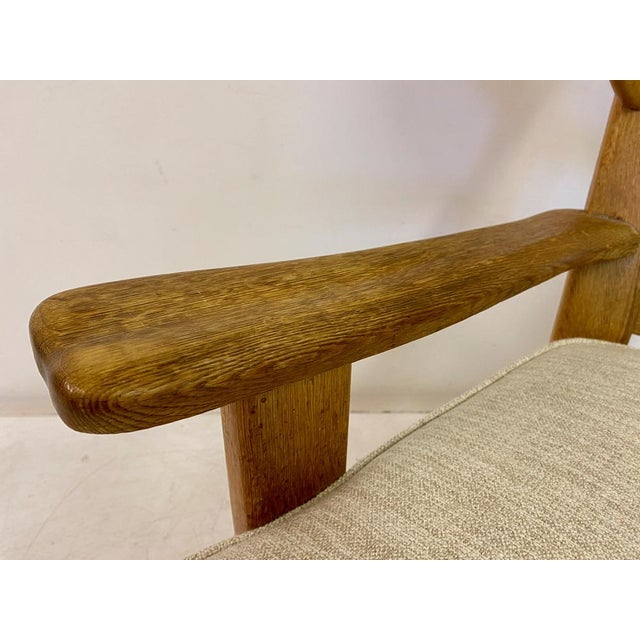 Tan Dutch Brutalist Armchair in Oak, 1960s For Sale - Image 8 of 17