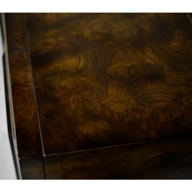 1970s Vintage Mastercraft William Doezema Burled Amboyna Wood and Brass Credenza For Sale - Image 10 of 11