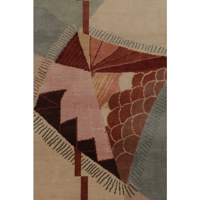 Contemporary Chinese Art Deco Style Sage & Rust Wool Rug by Rug & Kilim, India For Sale In New York - Image 6 of 10