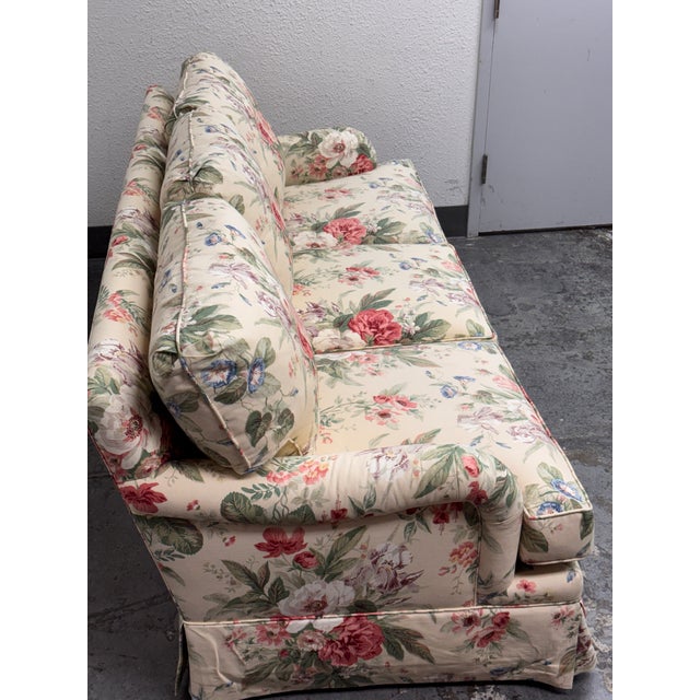 Yellow Shabby Chic Floral Printed + Plush Sofa For Sale - Image 8 of 12
