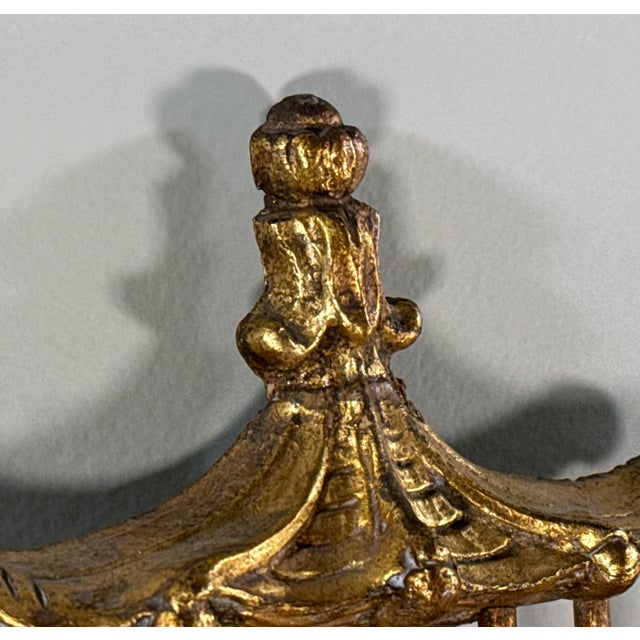 Antique Chinese Chippendale Gold Gilt Wood Wall Mirror With Pagoda Crest For Sale - Image 10 of 10