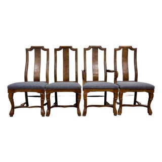 Vintage Shelby Williams Queen Anne Style Upholstered Dining Chairs - Set of 4 For Sale