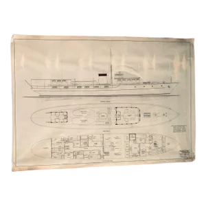 California Naval Architects 1931 c.d. Mabry, a Cruising Power Yacht, Original Vellum Drawing in Ink 40x28 Excellent