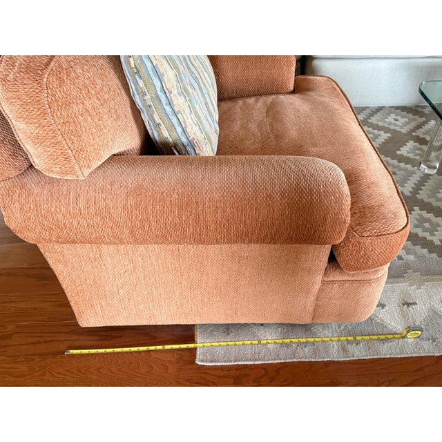 Ultra Comfy 3 Piece Set Beacon Hill Custom Oversized Lounge Club Chairs With Coordinated Pillows Matching Upholstered Ottoman For Sale - Image 10 of 14