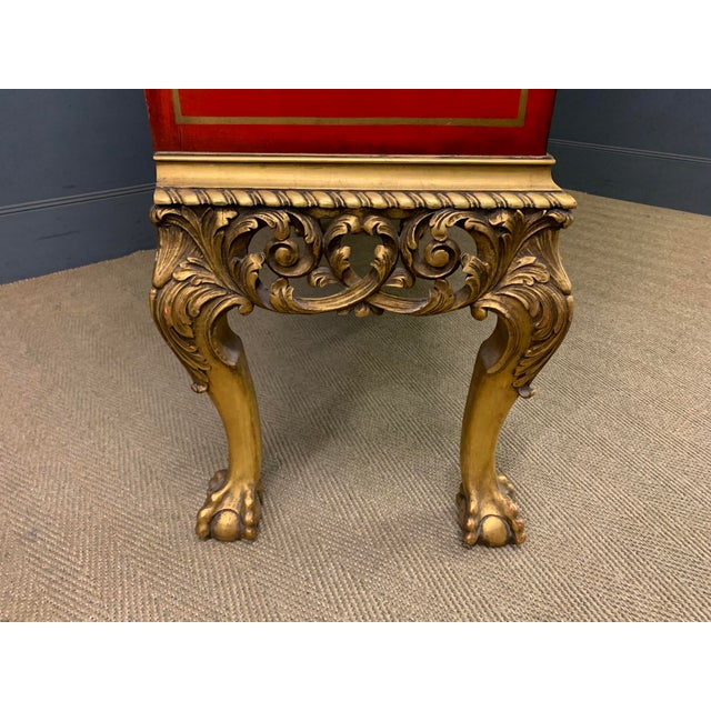 1920s Red Lacquered Chinoiserie Cabinet on Stand, 1920 For Sale - Image 5 of 18