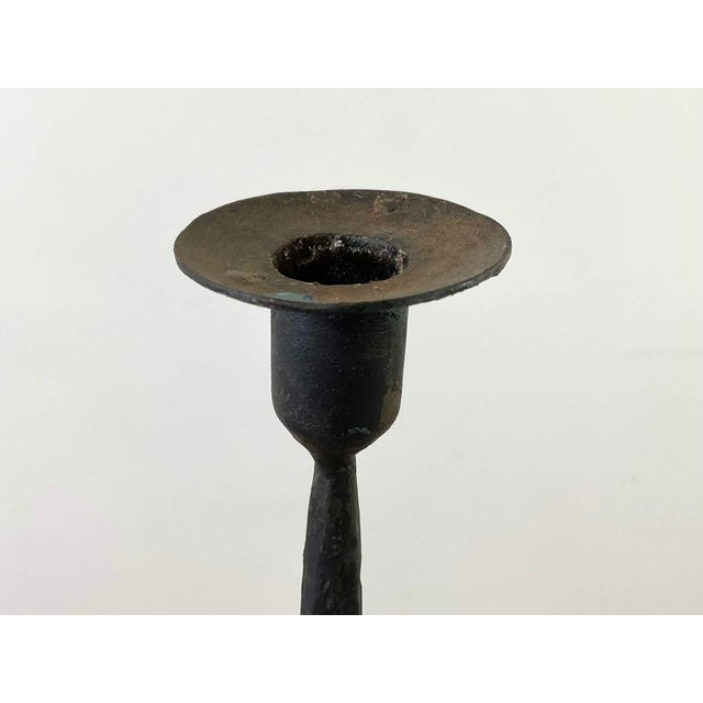 Metal Antique Tall Wrought Iron Floor Candelabra For Sale - Image 7 of 8