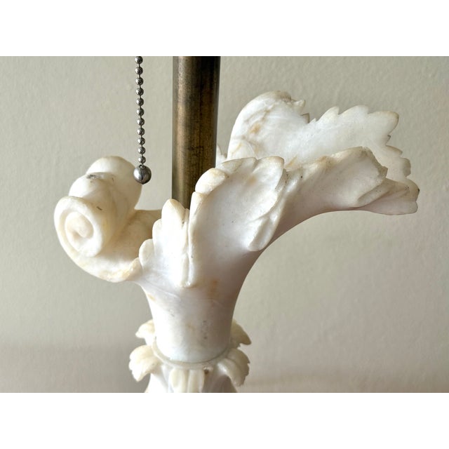 English Antique Neoclassical Carved Alabaster Lamp, Rewired For Sale - Image 3 of 12