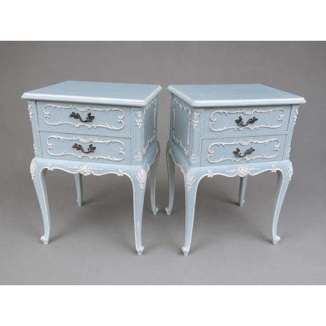 French 1900s French Louis XVI Mint Beech Nightstands-Pair For Sale - Image 3 of 10
