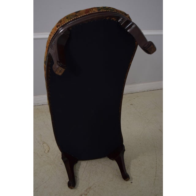 Kidney Shape Newly Upholstered Tapestry Vintage Bench For Sale - Image 10 of 10
