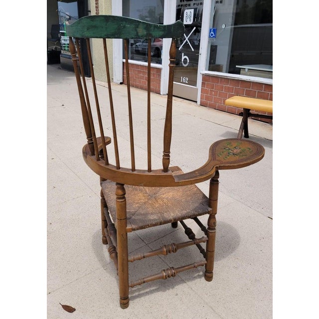 Folk Art 19Thc Original Paint Decorated Writing Arm Windsor Chair For Sale - Image 3 of 10