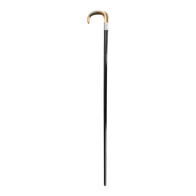 Antique English Horn & Sterling Walking Stick For Sale