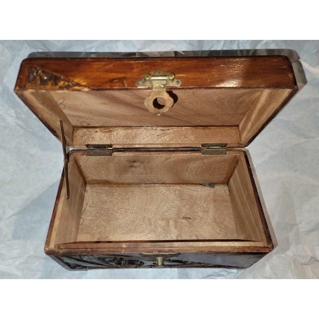 Brass 1960s Carved Jewelry Whatnot Box For Sale - Image 8 of 10