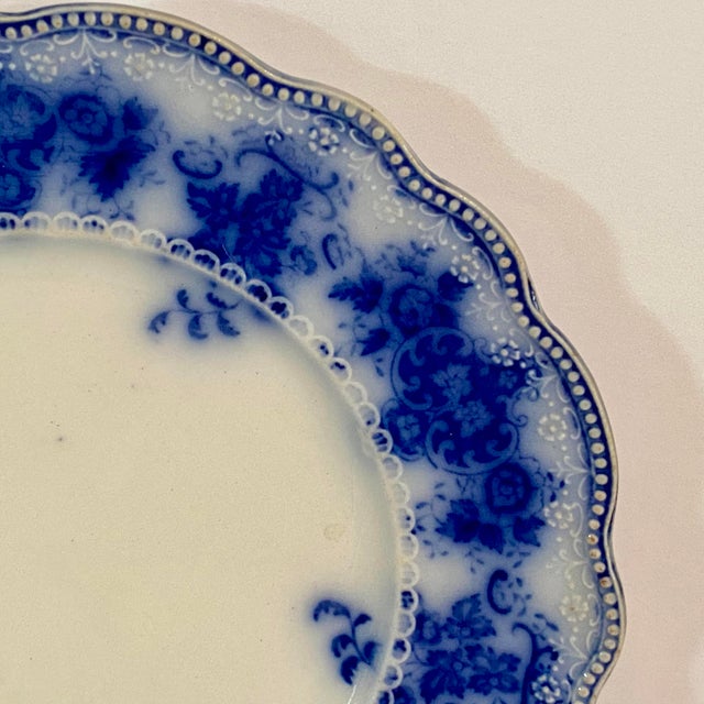 Blue Flow Blue W. H. Grindley & Co England "Clarence" Made in England Plate For Sale - Image 8 of 15