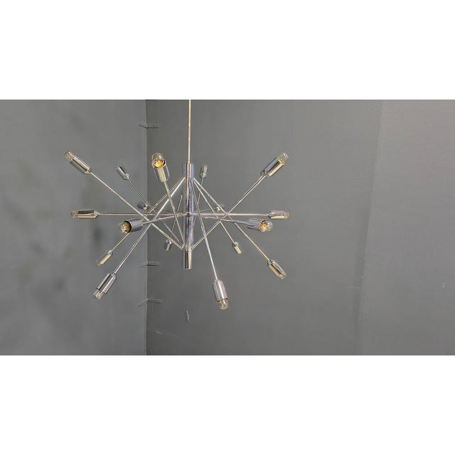 Gold Vintage Sputnik Chrome Chandelier, 1970s For Sale - Image 8 of 18