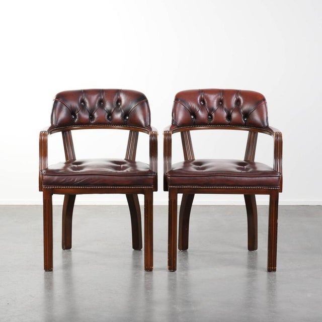 English Style Dark Brown Cowhide Chesterfield Chairs, Set of 2 For Sale - Image 15 of 15