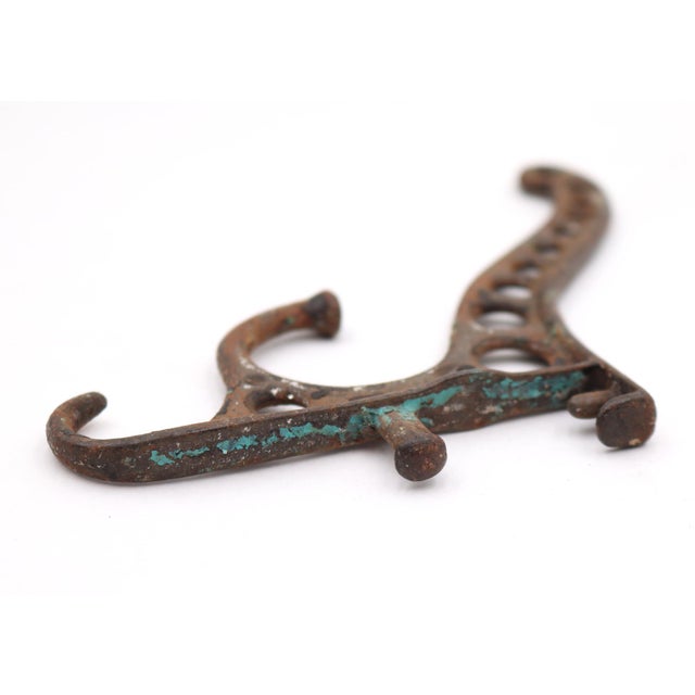 Antique Cast Iron Double Swivel Bracket Hook For Sale - Image 4 of 4