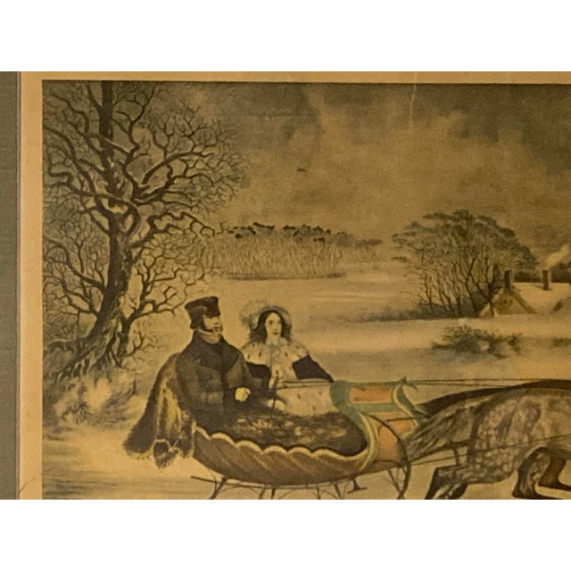 American Americana Currier and Ives Original Large Folio (1853): Rare Original 1853 “The Road Winter” For Sale - Image 3 of 12