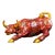 Vintage Cloisonné Enamel Golden Ox Statue With Floral Motif For Sale