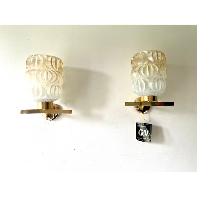 Metal Gold-Plated Wall Lights, 1950s, Set of 2 For Sale - Image 7 of 14